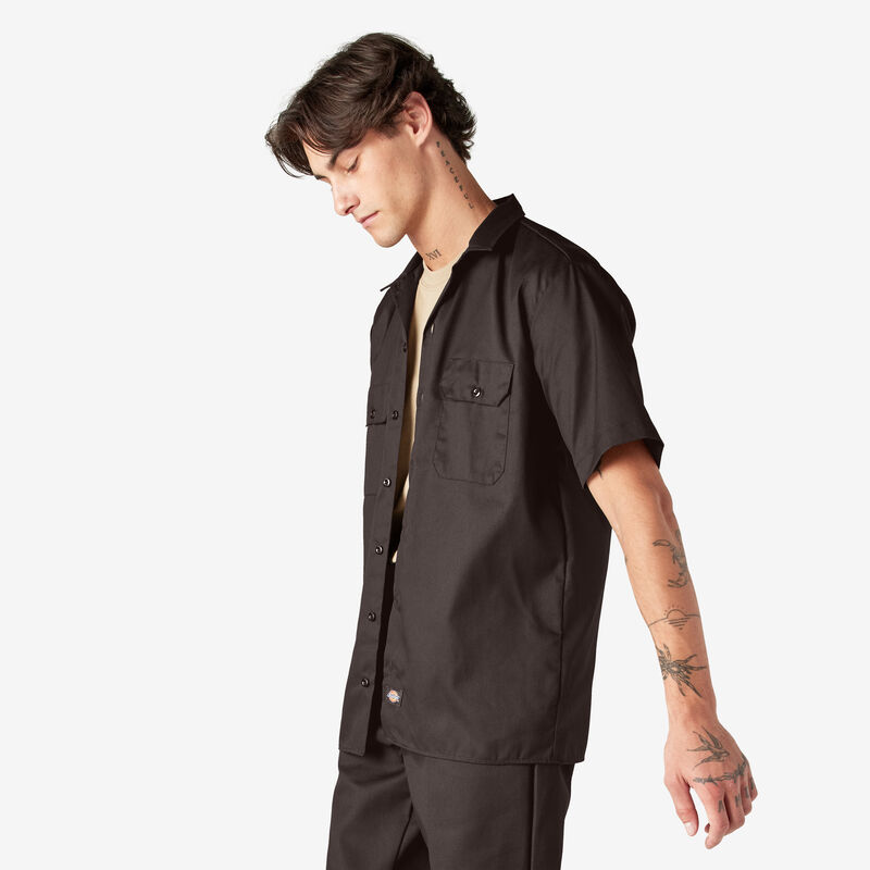 Dickies Short Sleeve Work Shirt Dark Brown ID-fkCKYlgo