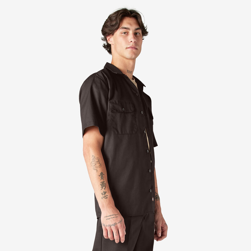 Dickies Short Sleeve Work Shirt Dark Brown ID-fkCKYlgo