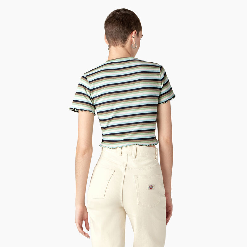 Dickies Striped Cropped Baby T-Shirt Green/Navy Explorer Stripe ID-fv5iqBLs