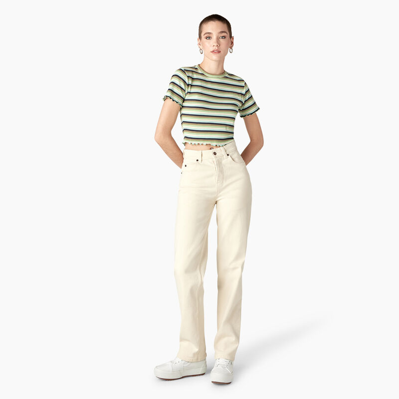 Dickies Striped Cropped Baby T-Shirt Green/Navy Explorer Stripe ID-fv5iqBLs