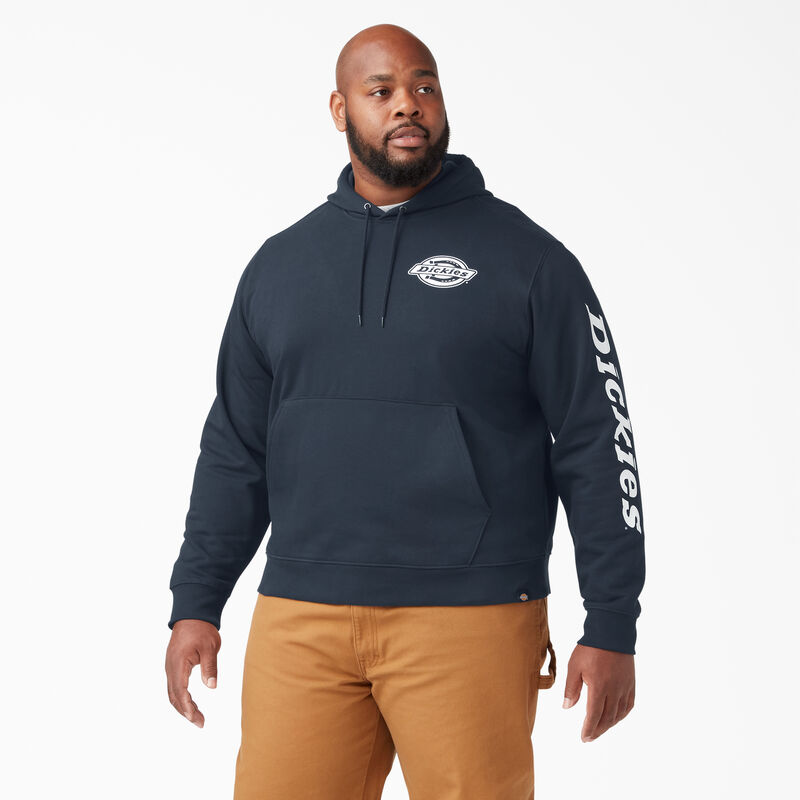 Dickies Logo Sleeve Fleece Hoodie Dark Navy ID-g9w20D3e