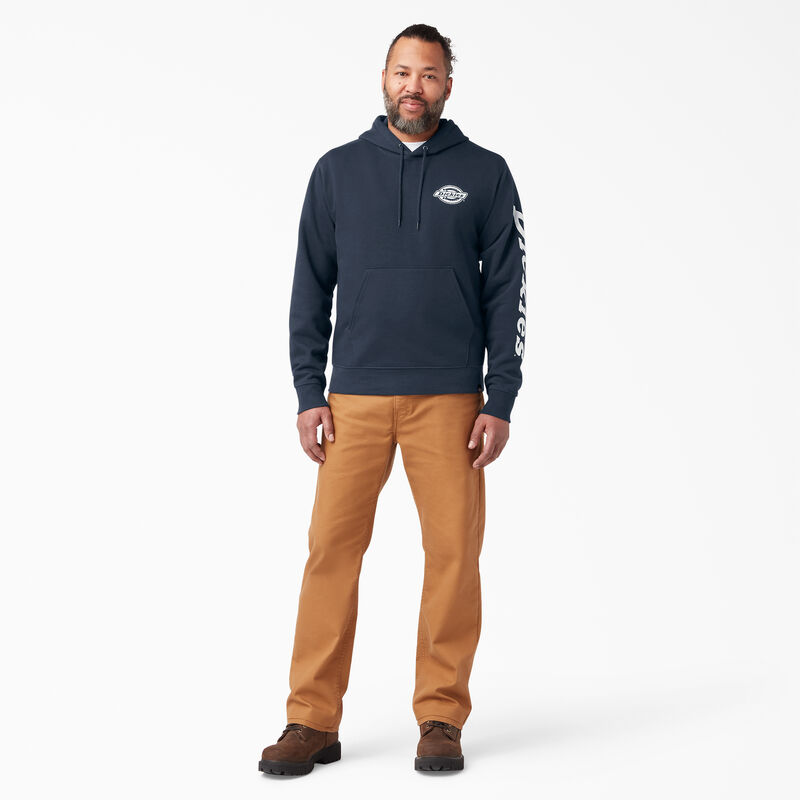 Dickies Logo Sleeve Fleece Hoodie Dark Navy ID-g9w20D3e