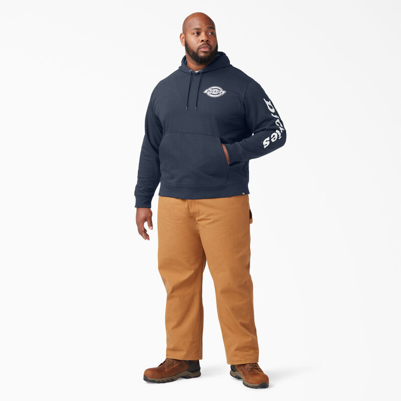 Dickies Logo Sleeve Fleece Hoodie Dark Navy ID-g9w20D3e