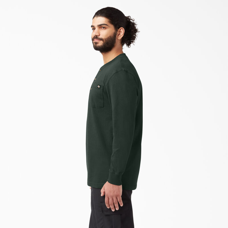 Dickies Heavyweight Long Sleeve Henley T-Shirt Hunter Green ID-gFGkb2YB