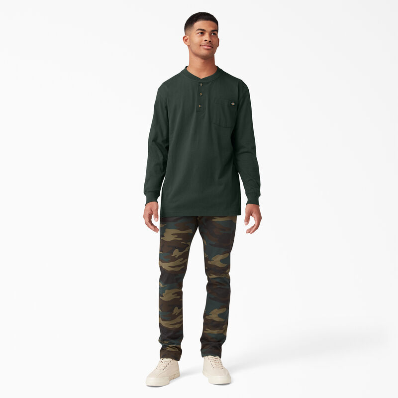Dickies Heavyweight Long Sleeve Henley T-Shirt Hunter Green ID-gFGkb2YB