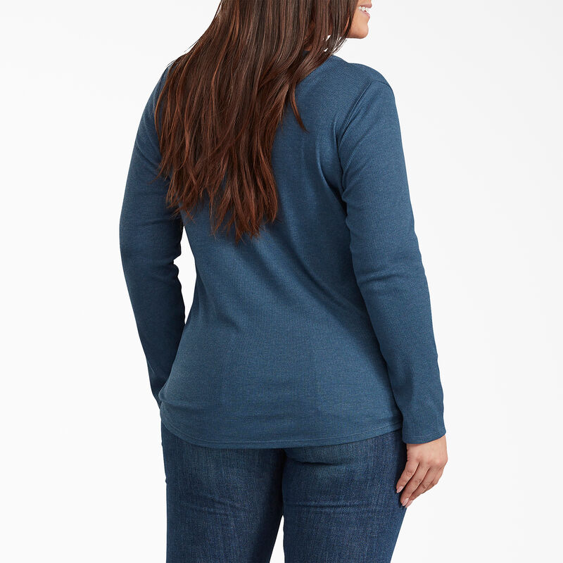 Dickies Plus Henley Long Sleeve Shirt Dark Denim Blue ID-geVS93qm