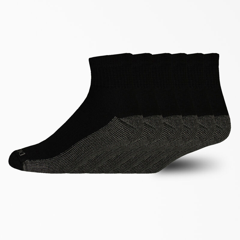Dickies Moisture Control Quarter Socks, Size 6-12, 6-Pack Black ID-h1msjv2j