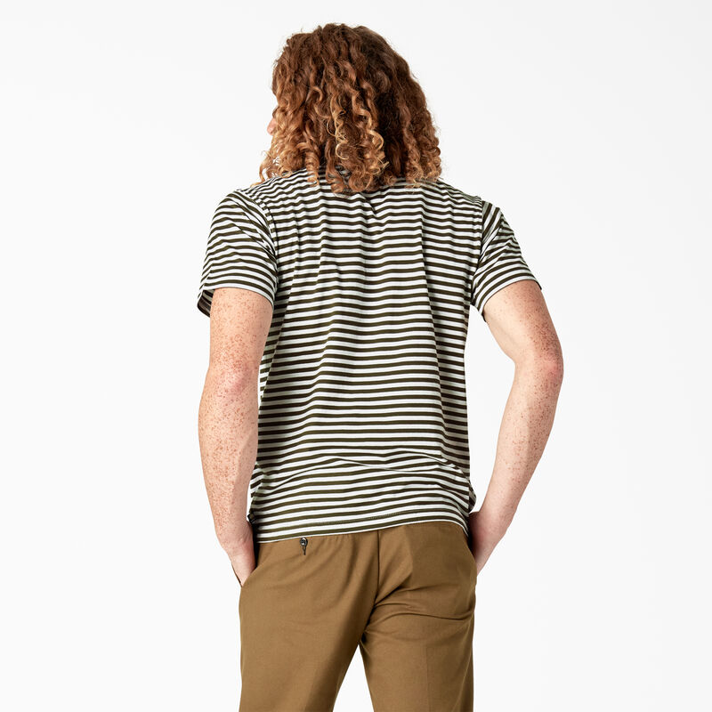 Dickies Skateboarding Striped T-Shirt Dark Olive/White Stripe ID-hO05V9RX