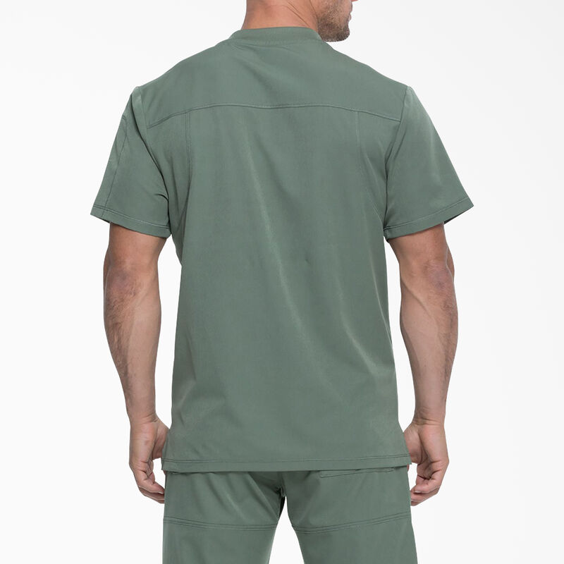 Dickies Men's Dynamix V-Neck Scrub Top with Zip Pocket Olive Green ID-i9AKYW7e