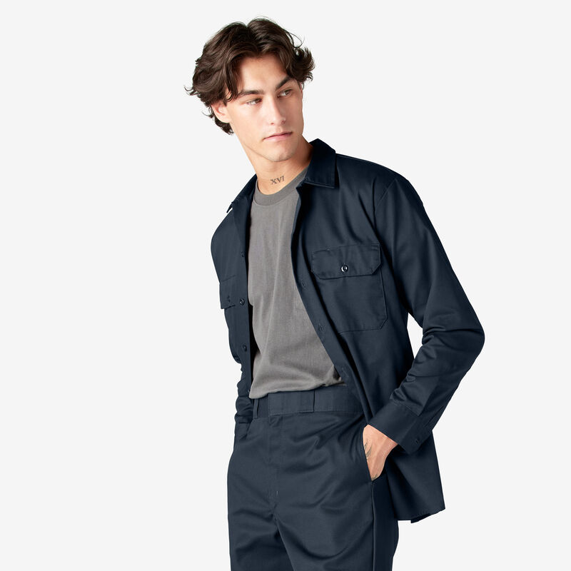 Dickies Long Sleeve Work Shirt Dark Navy ID-iGcS4TBV