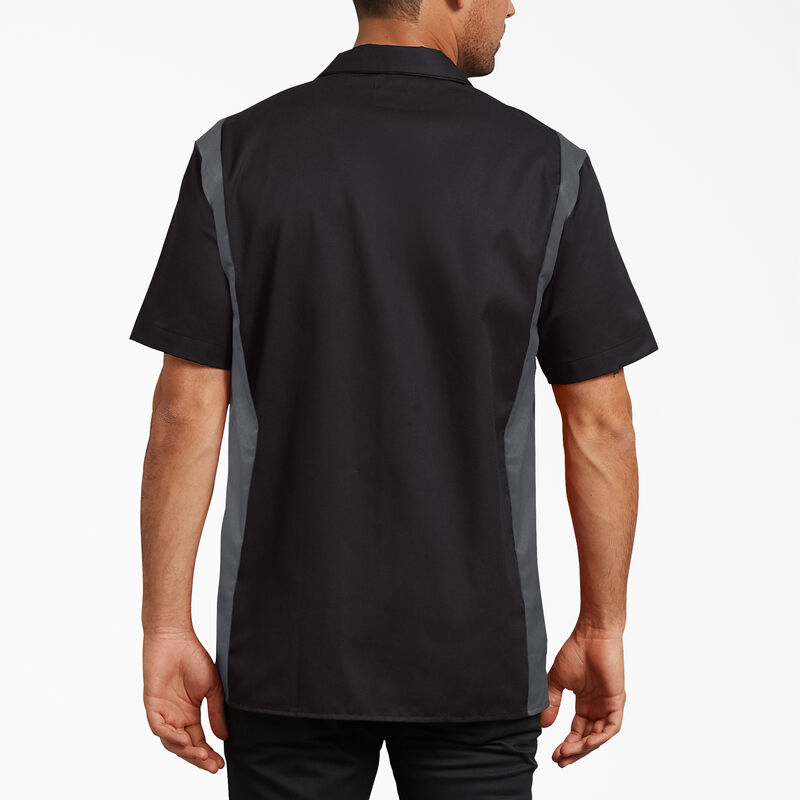 Dickies Two-Tone Short Sleeve Work Shirt Black Dark Gray Tone ID-iKTQB7I9