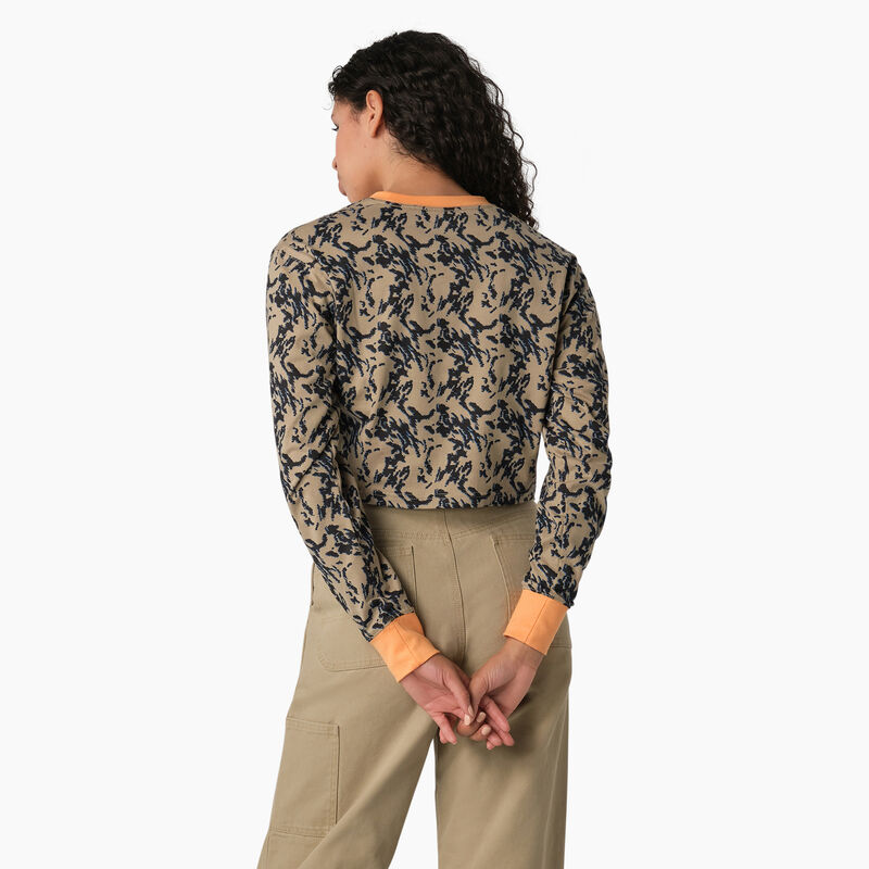 Dickies Camo Long Sleeve Cropped T-Shirt Desert Sand Glitch Camo ID-iLzXScfe