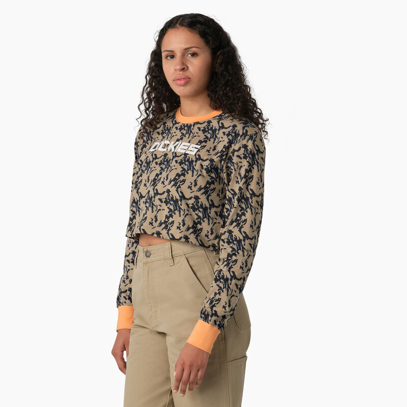 Dickies Camo Long Sleeve Cropped T-Shirt Desert Sand Glitch Camo ID-iLzXScfe