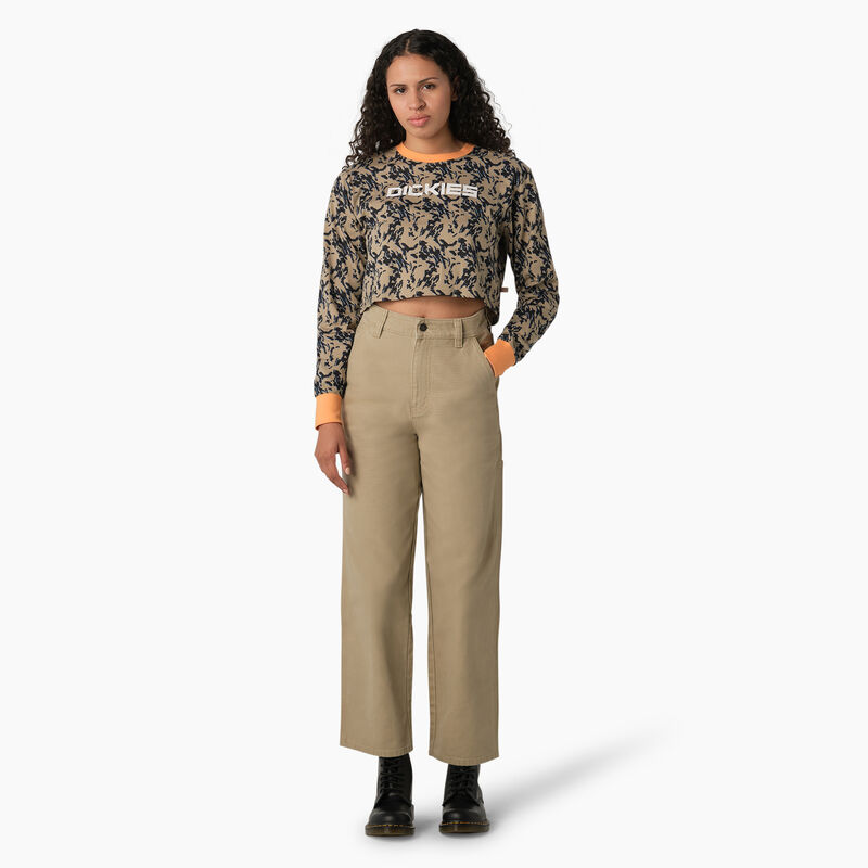 Dickies Camo Long Sleeve Cropped T-Shirt Desert Sand Glitch Camo ID-iLzXScfe