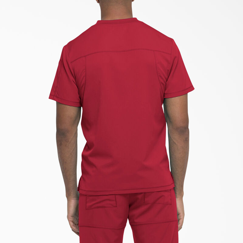 Dickies Men's Dynamix V-Neck Scrub Top with Zip Pocket Red ID-iVO1WFgK