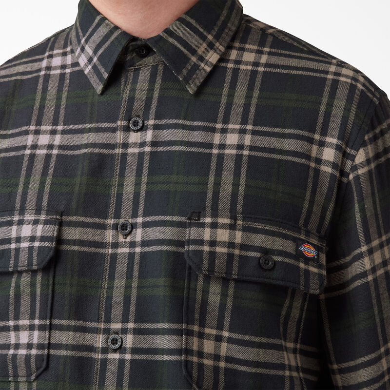 Dickies Long Sleeve Flannel Shirt Green/Black Plaid ID-jJN0yZjG