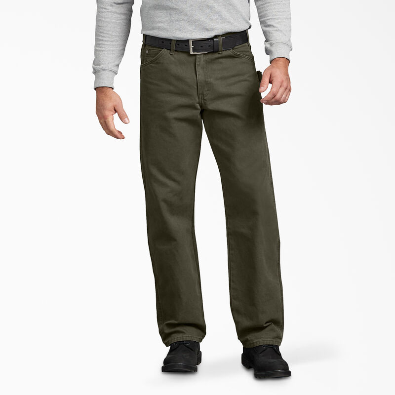 Dickies Relaxed Fit Sanded Duck Carpenter Pants Rinsed Moss Green ID-jNB21Muk
