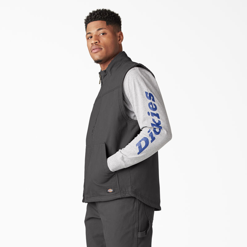 Dickies Duck Canvas High Pile Fleece Lined Vest Rinsed Slate ID-jX7SLUSM