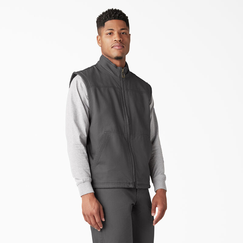 Dickies Duck Canvas High Pile Fleece Lined Vest Rinsed Slate ID-jX7SLUSM