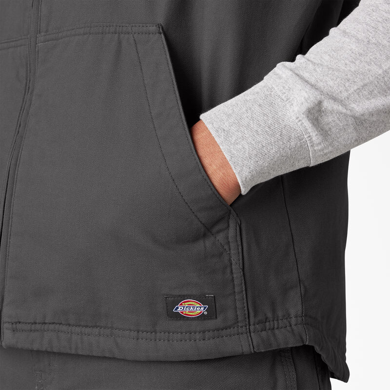 Dickies Duck Canvas High Pile Fleece Lined Vest Rinsed Slate ID-jX7SLUSM