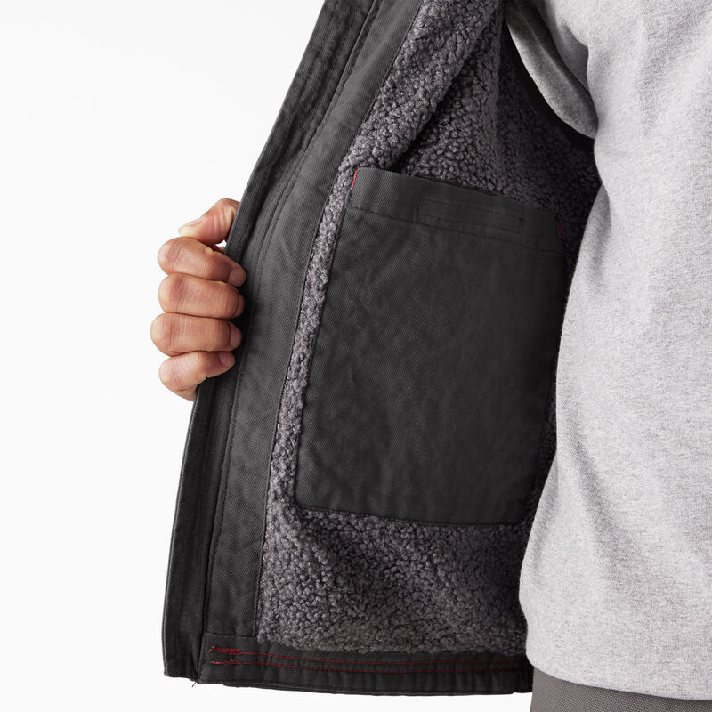 Dickies Duck Canvas High Pile Fleece Lined Vest Rinsed Slate ID-jX7SLUSM