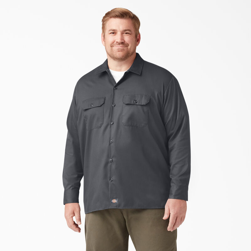 Dickies Relaxed Fit Long Sleeve Work Shirt Charcoal Gray ID-jaSOCQLD