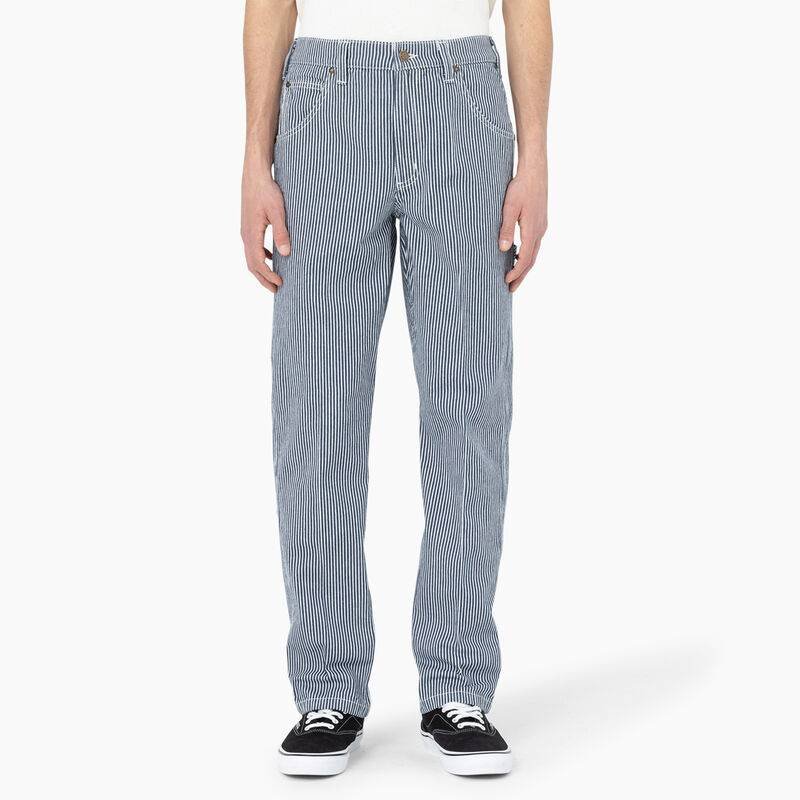 Dickies Garyville Regular Fit Hickory Stripe Carpenter Pants Ecru/Airforce Blue ID-jfhQkzJv