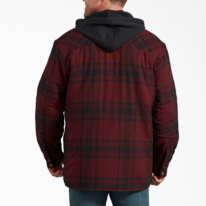 Dickies Flannel Hooded Shirt Jacket Dark Port Black Plaid ID-jxoHyDB1