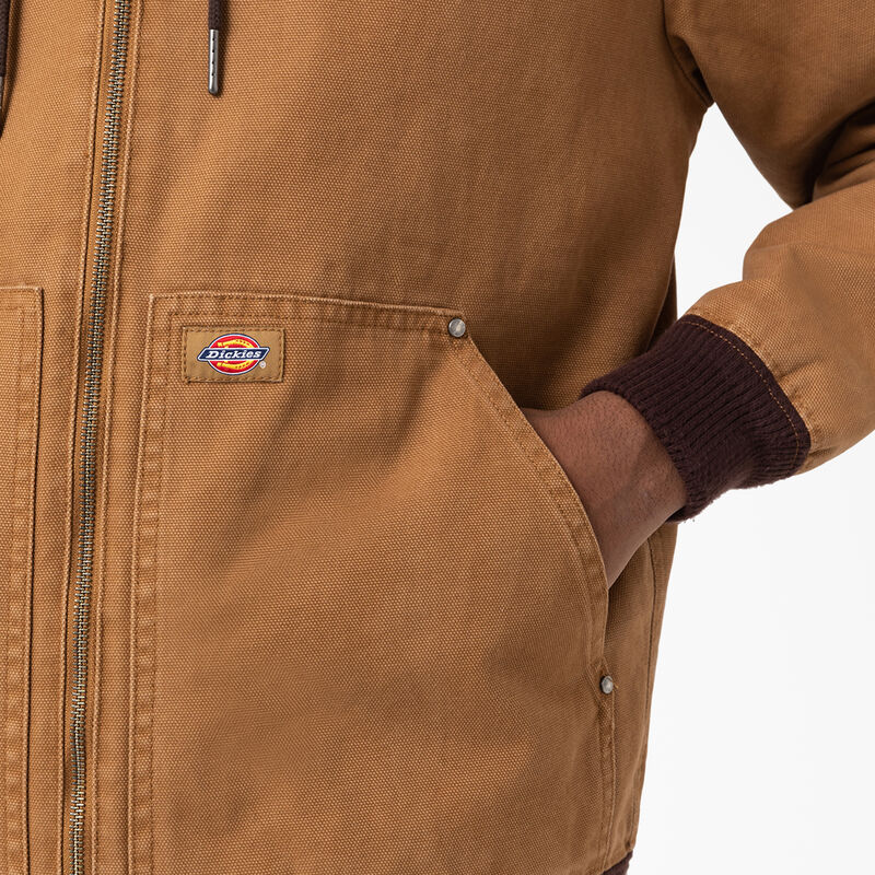 Dickies Hooded Bomber Jacket Stonewashed Brown Duck ID-k1Tg8sXx