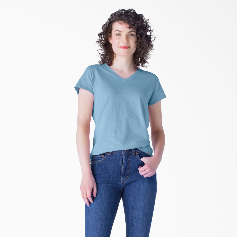 Dickies Short Sleeve V-Neck T-Shirt Dusty Blue ID-kRbVPjZI