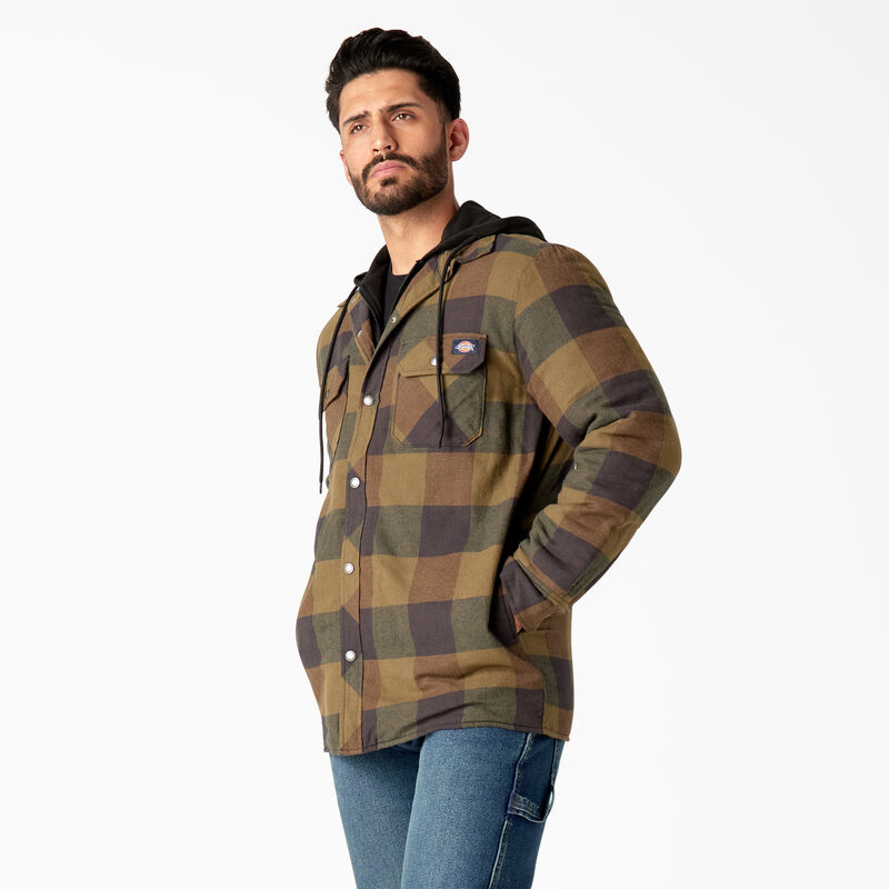 Dickies Flannel Hooded Shirt Jacket Navy/Brown Duck Buffalo ID-kVJ5cxcU