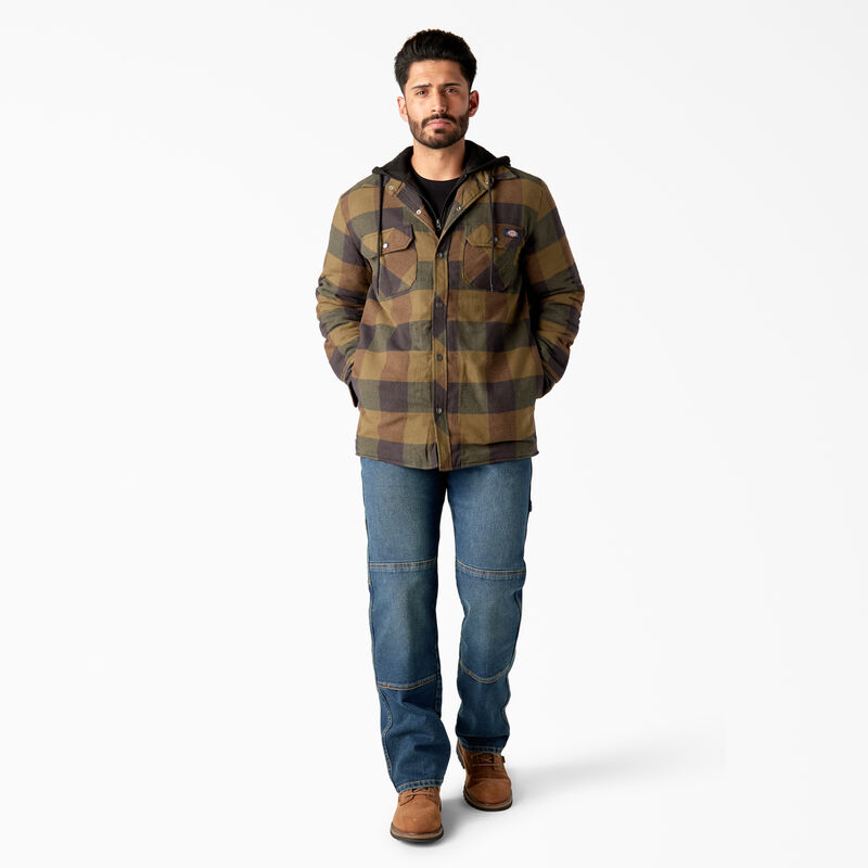 Dickies Flannel Hooded Shirt Jacket Navy/Brown Duck Buffalo ID-kVJ5cxcU