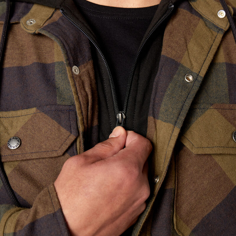 Dickies Flannel Hooded Shirt Jacket Navy/Brown Duck Buffalo ID-kVJ5cxcU