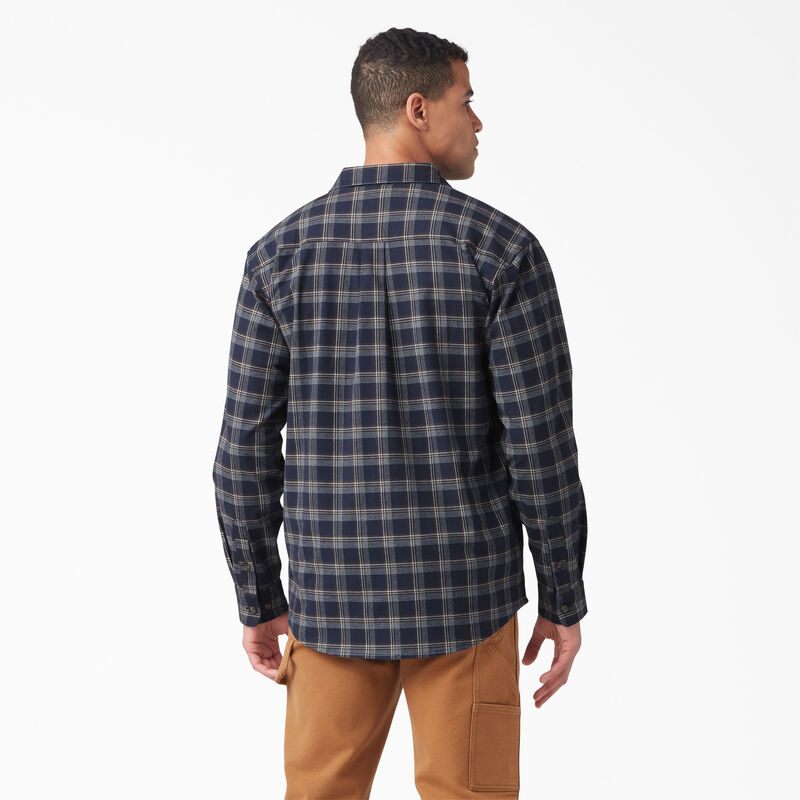 Dickies FLEX Long Sleeve Flannel Shirt Ink Navy/Chocolate Brown Plaid ID-kbshgcq8
