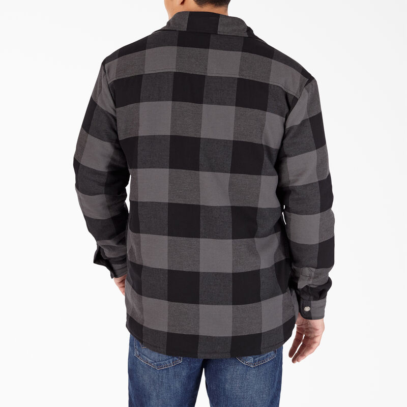 Dickies Water Repellent Fleece-Lined Flannel Shirt Jacket Black Dark Slate Buffalo Plaid ID-keNXikxp