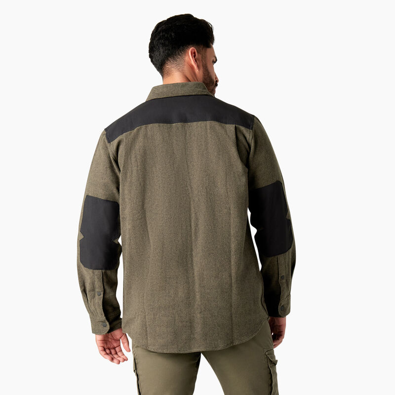 Dickies Heavyweight Brawny Flannel Shirt Military Green w/ Black ID-l1ffB3xs