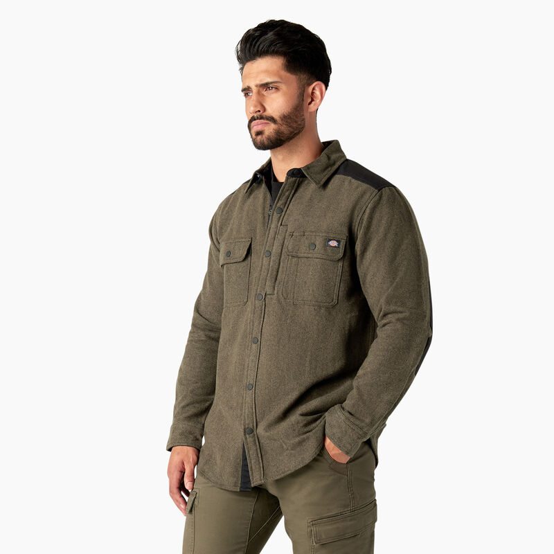 Dickies Heavyweight Brawny Flannel Shirt Military Green w/ Black ID-l1ffB3xs