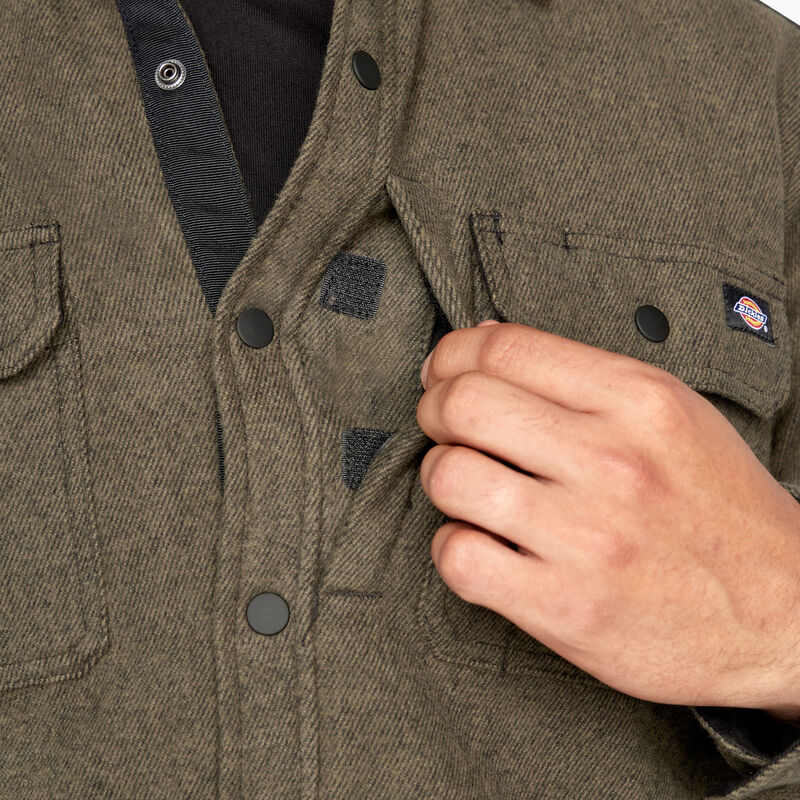 Dickies Heavyweight Brawny Flannel Shirt Military Green w/ Black ID-l1ffB3xs
