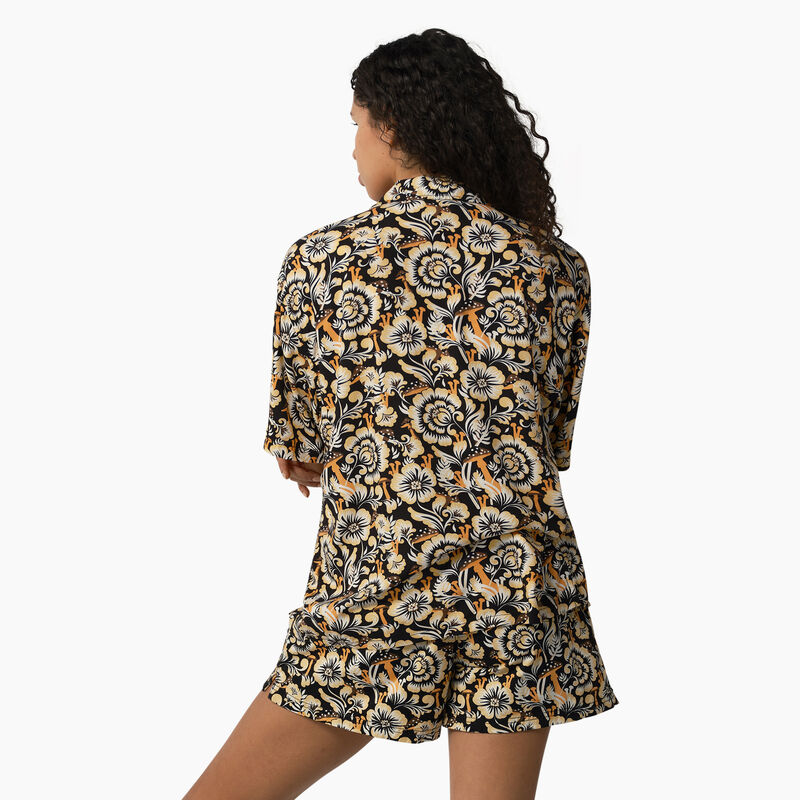 Dickies Roseburg Short Sleeve Shirt Brown Floral Print ID-l7sfAWKC