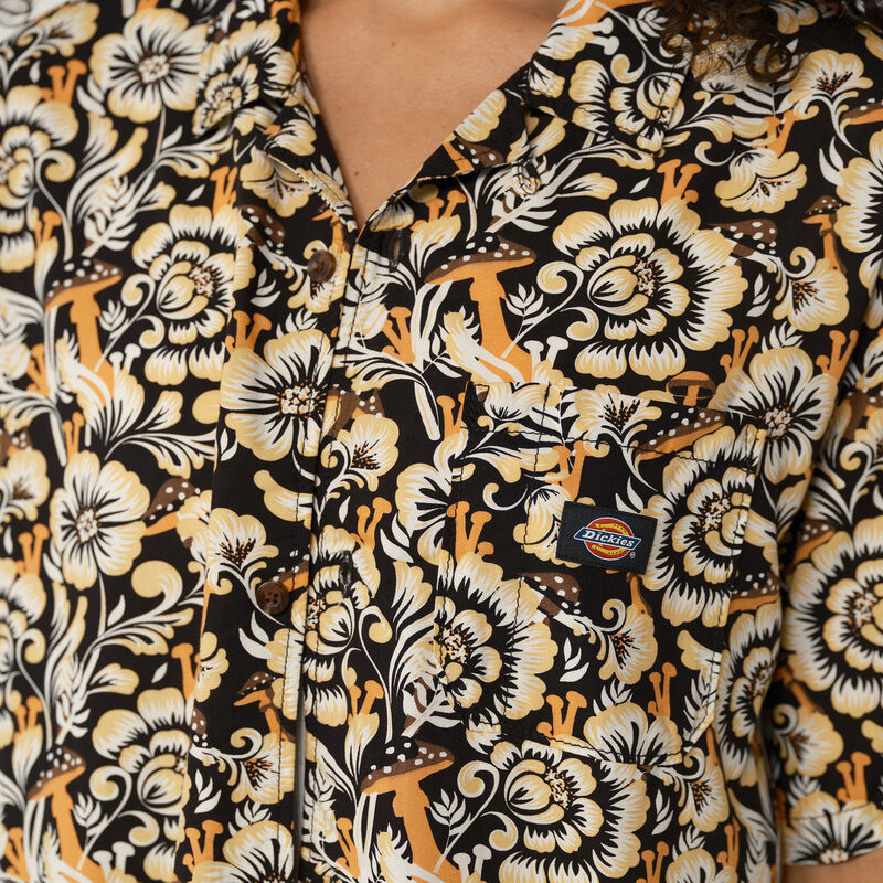 Dickies Roseburg Short Sleeve Shirt Brown Floral Print ID-l7sfAWKC