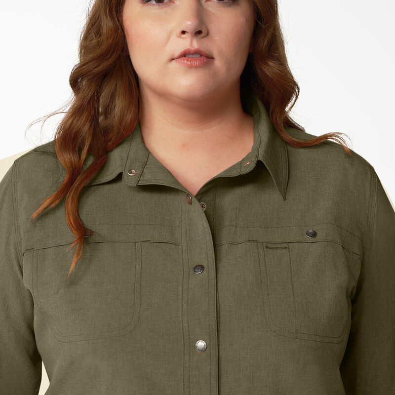 Dickies Plus Cooling Roll-Tab Work Shirt Military Green Heather ID-l9zNKbBc
