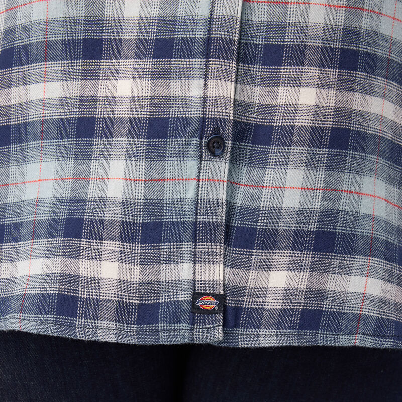 Dickies Plus Long Sleeve Plaid Flannel Shirt Clear Blue/Navy Ombre Plaid ID-lnusQgK0