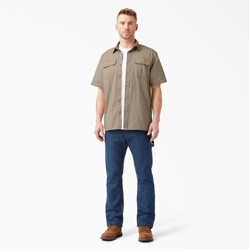 Dickies Short Sleeve Ripstop Work Shirt Rinsed Desert Sand ID-m7CI7JYz