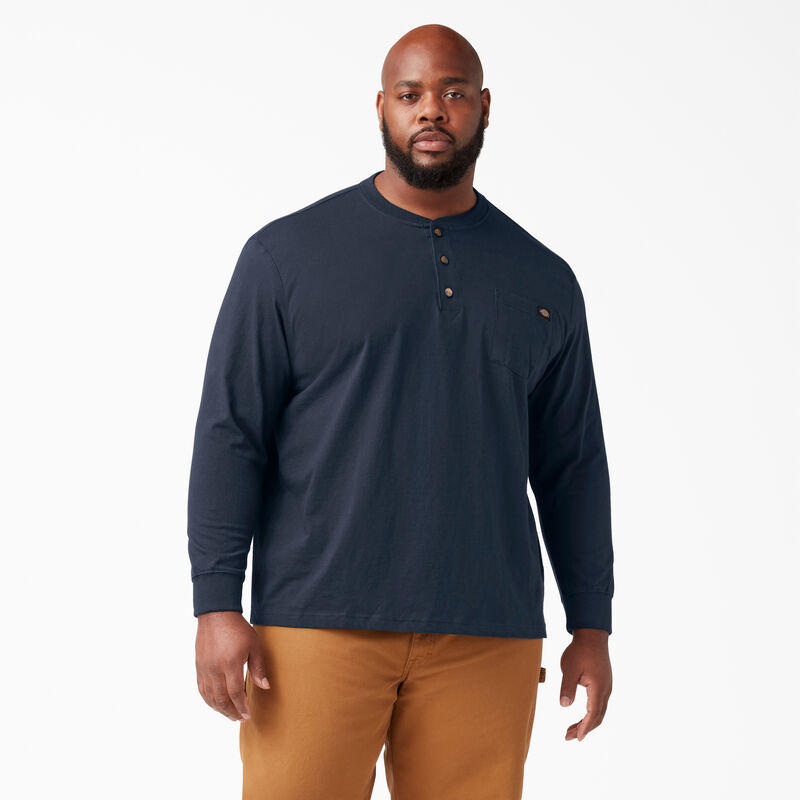 Dickies Heavyweight Long Sleeve Henley T-Shirt Dark Navy ID-mDC7t9dg