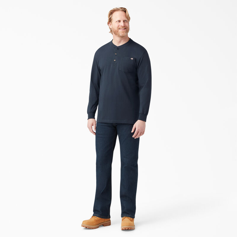 Dickies Heavyweight Long Sleeve Henley T-Shirt Dark Navy ID-mDC7t9dg