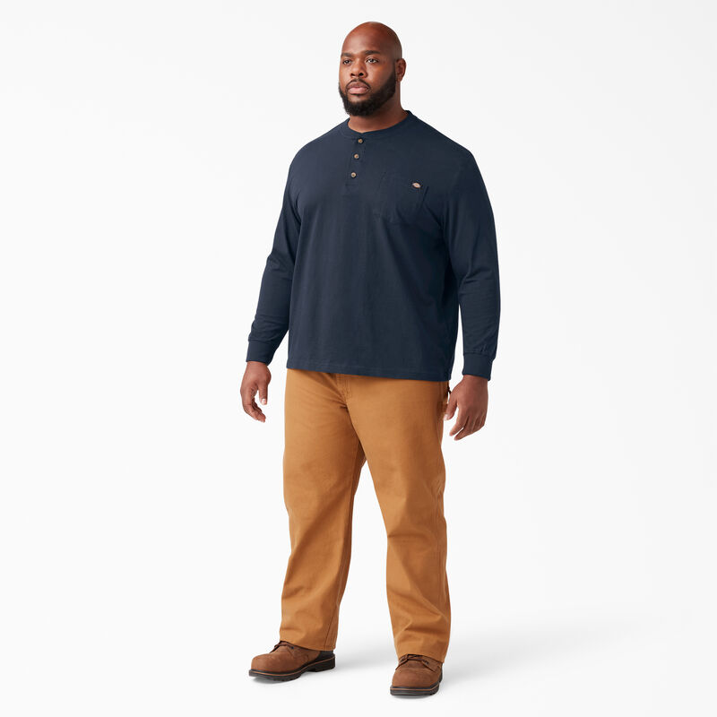 Dickies Heavyweight Long Sleeve Henley T-Shirt Dark Navy ID-mDC7t9dg