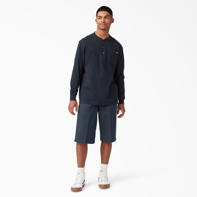 Dickies Heavyweight Long Sleeve Henley T-Shirt Dark Navy ID-mDC7t9dg