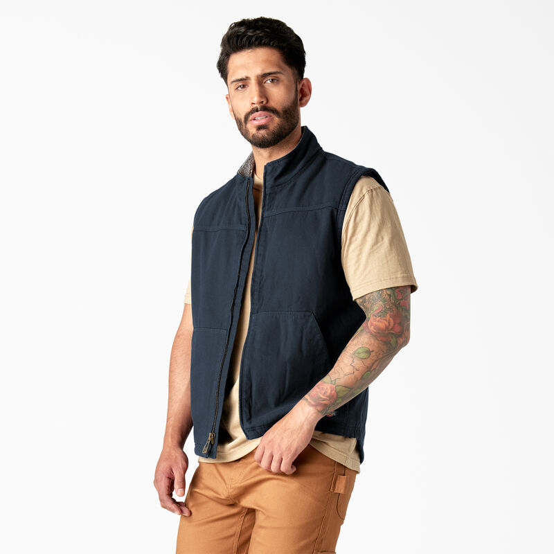 Dickies Duck Canvas High Pile Fleece Lined Vest Rinsed Dark Navy ID-nVBb7Dsg