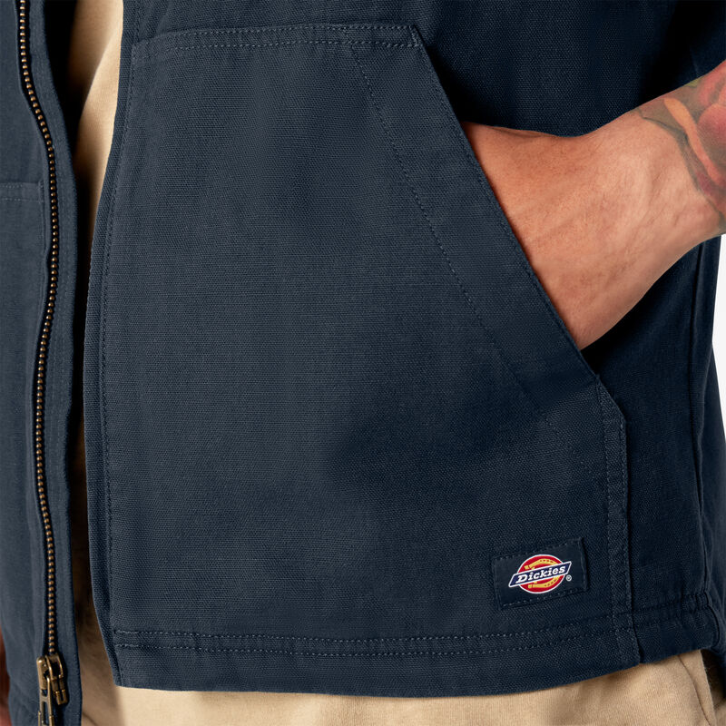 Dickies Duck Canvas High Pile Fleece Lined Vest Rinsed Dark Navy ID-nVBb7Dsg