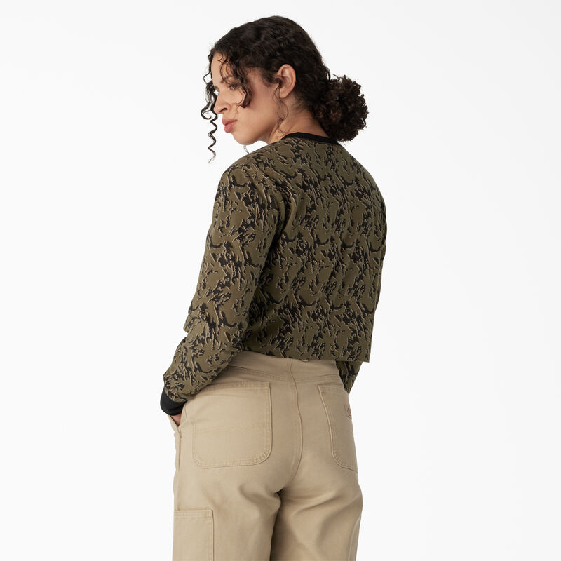 Dickies Camo Long Sleeve Cropped T-Shirt Military Green Glitch Camo ID-nhpoaWZl